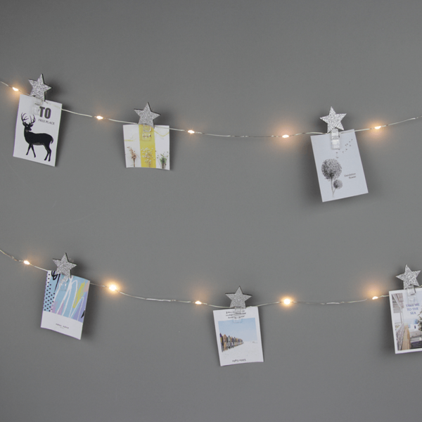 ACA X05251111 12 GLITTER STAR CLIPS, 25 LED WW /   / (3xAA), IP20, 240+30cm,   