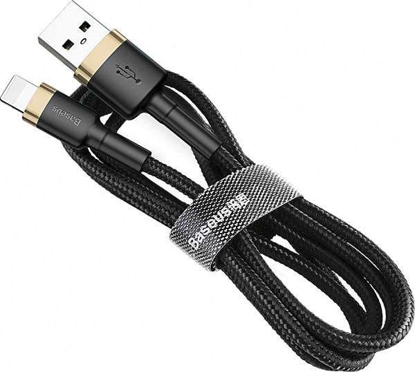 Baseus Cafule Braided USB to Lightning Cable Μαύρο Χρυσό 1m (CALKLF-BV1)